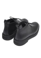 Men's black leather ankle boots BUTYM-0575-99(Z26), back view of the product on a white background.