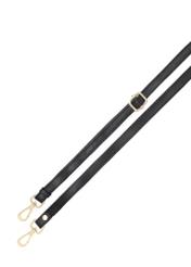 Black small leather women's handbag TORES-1241-99(W26), view of the product strap on a white background.