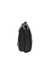 Small black women's handbag made of imitation leather TOREC-1367-9I(Z26), product view from the side on a white background.