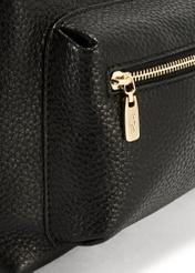 Black leather women's handbag TORES-1161-99(Z25), close-up of the product zipper, view on a white background.