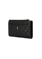 Black quilted women's wallet POREC-0424-99(Z25), diagonal product view on white background.