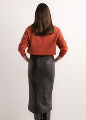 Women's cotton sweatshirt in ginger color BLZDT-0123-3D(Z26), product view from the back on the model. Half of the silhouette visible.
