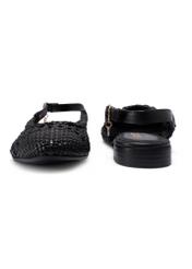 Black braided women's shoes BUTYD-1252-99(W26), front and back product view on white background.