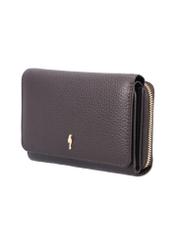 Large dark brown leather women's wallet PORES-0801R-1I(Z26), diagonal product view on white background.