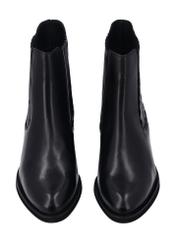 Women's black leather Chelsea boots BUTYD-1279-99(Z26), front product view on white background.