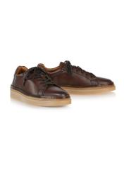 Brown leather men's sports shoes BUTYM-0478-89(Z24)-02