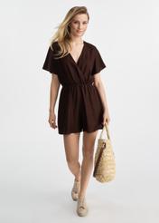 Brown short women's jumpsuit KOBDT-0008-89(W25)-01
