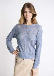 Blue openwork women's sweater SWEDT-0159-61(W22)-01