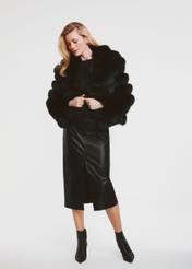 Black women's fur coat with collar FUTDF-0100-4159(Z24)-02