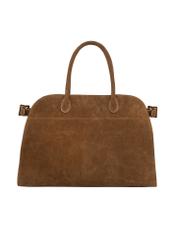 Cognac leather women's shopper bag TORES-1412-1F(Z26). Back view on a white background.