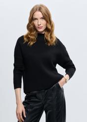 Black loose women's sweater SWEDT-0222-99(Z24)