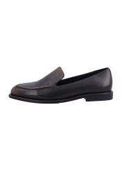 Dark brown women's leather moccasins BUTYD-1330-1I(Z26), side product view on white background.