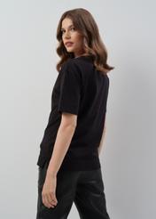 Women's black cotton blouse BLUDT-0163A-99(Z23)-02