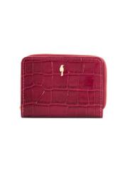 Pink croco women's wallet PORES-0888B-31(Z25), product view from the front on a white background.