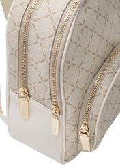 Cream women's backpack with monogram TOREC-1026-0P(W26), close-up of the product detail on a white background.