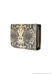Medium animal print leather wallet PORES-0950-81(W25) - diagonal product view on white background.