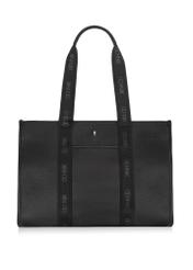 Black large shopper bag TOREC-0977A-99(Z25) - front product view on white background.