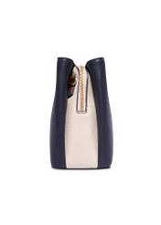 Dark navy blue women's handbag made of imitation leather TOREC-1261-7E(Z26), product view from the side on a white background.