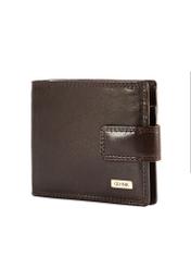 Chocolate men's leather wallet PL-105-89(KS) - diagonal product view on white background.