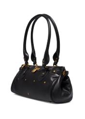 Black leather shoulder bag TORES-1369-99(Z26), diagonal product view on white background.