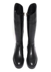 Black leather women's boots BUTYD-1288-99(Z26), front product view on white background.