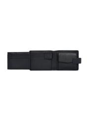 Black men's wallet made of genuine leather PORMS-0631A-99(Z25), product view inside on white background.