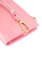 Pink small women's wallet with handle POREC-0407-5B(W26) - close-up detail view, on white background.