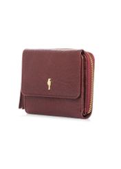 Small foldable women's leather wallet PORES-0816-4C(W26), diagonal product view on a white background.