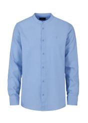 Men's blue collarless shirt KOSMT-0326-61(W24)-04