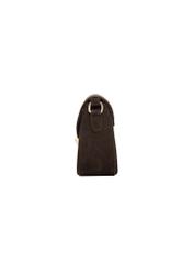 Brown suede small women's handbag TORES-1405-1I(Z26). Side view on a white background.