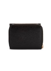 Black small women's leather wallet PORES-0932A-99(Z25), back view of the product on a white background.
