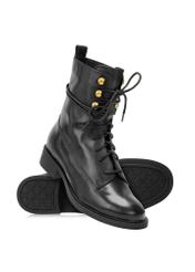 Black leather women's ankle boots BUTYD-1202-99(Z25)