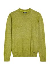 Lime men's sweater SWEMT-0170-84(Z25), front product view on white background.