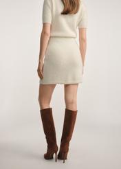 Women's wool mini skirt SPCDT-0118-12(Z25), product view from the back on the model. Half of the silhouette visible.
