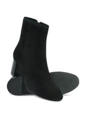 Black suede high-heeled ankle boots BUTYD-1218-99(Z25) - top view of the product on a white background.