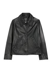 Women's leather button jacket KURDS-0578-3184(W25), front product view on white background.