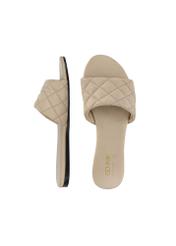 Leather beige quilted flip-flops BUTYD-1066-81(W24)-05