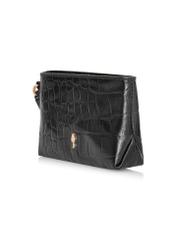 Black small croco leather women's wallet PORES-0919-97(Z24)-02