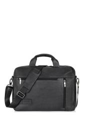 Black leather men's bag TORMS-0250B-99(Z25), front product view on white background.