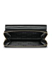 Black large women's leather wallet PORES-0930A-99(Z25) - product view from above on white background.