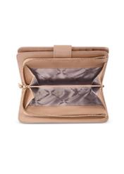 Medium beige leather women's wallet PORES-0896R-1B(W26), product view from above on white background.