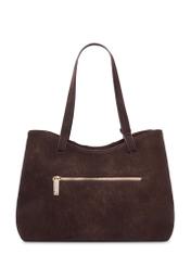 Brown women's shopper bag TOREC-1318-1H(Z26) – rear view of the product on a white background.