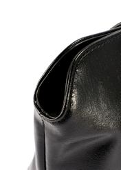 Black women's handbag with gloss TOREC-1205-9F(W26) - close-up of detail, on white background.