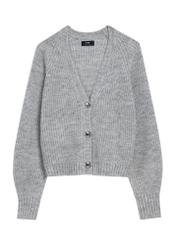 Gray oversized women's cardigan KARDT-0036-66(Z25), product view from the front on a white background.