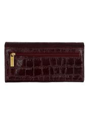 Women's burgundy leather wallet PORES-0889B-4D(Z26), rear view on a white background.