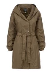 Khaki women's hooded coat KURDT-0443-55(W23)-06