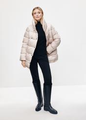 Beige quilted women's winter jacket KURDT-0546-80(Z24)