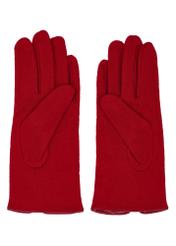 Dark red women's wool gloves REKDT-0027A-4C(Z26), product view from the back on a white background.