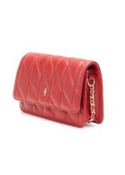 Small quilted women's handbag in red TOREC-1150-4B(W26), diagonal product view on a white background.