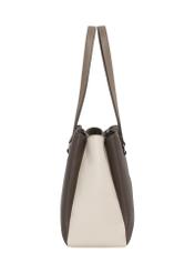 Cool beige shopper bag TOREC-1260-1K(Z26), product view from the side on a white background.